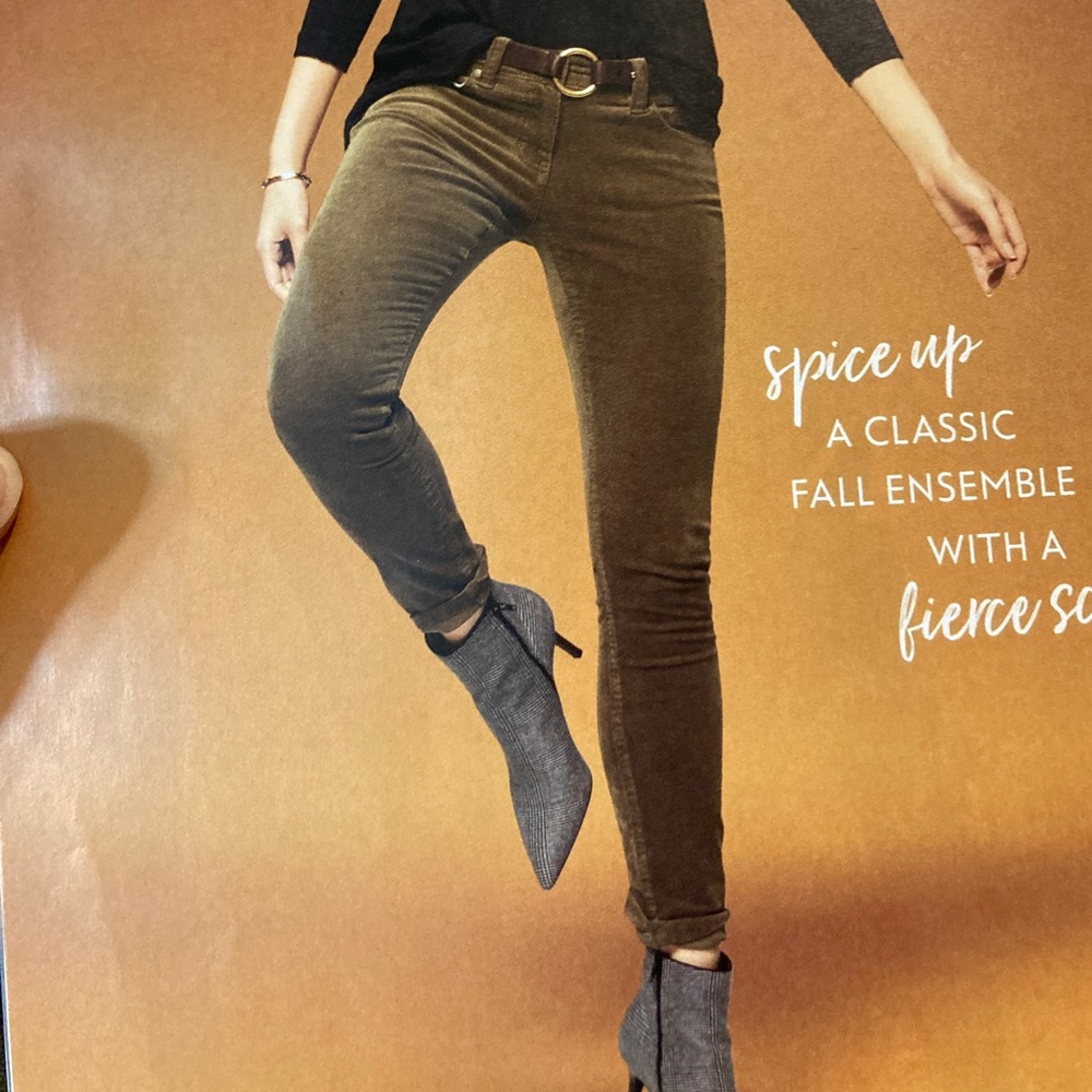 Cabi size 16 skinny cord in moss
